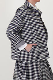 bergfabel virgin wool uli jacket blue white check with drop shoulders