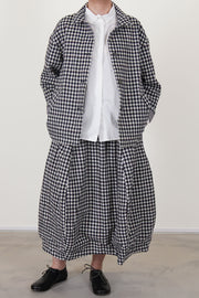 virgin wool carla skirt check midi skirt with a balloon shape and a voluminous fit