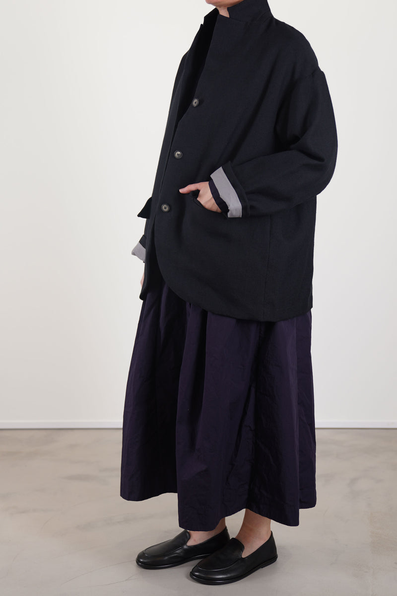 wool linen bella jacket black navy