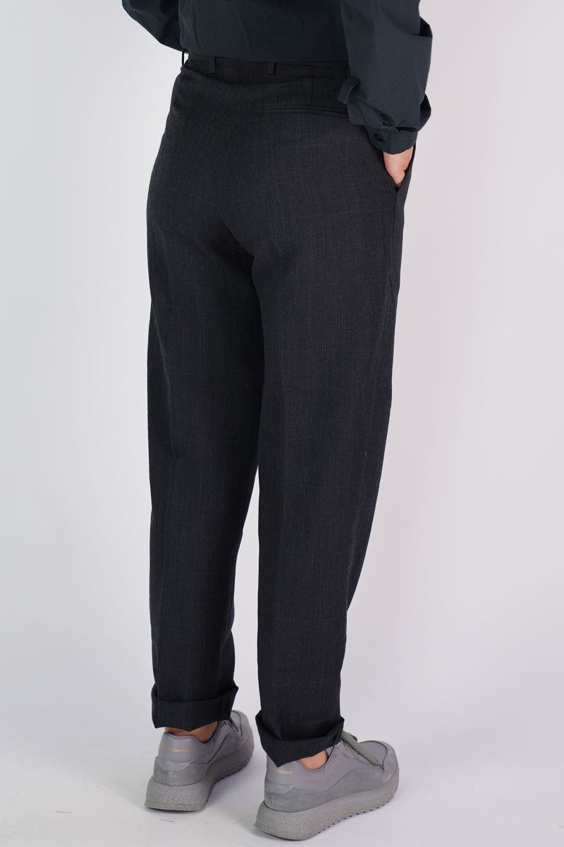 woolen pants maria charcoal check