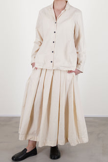bergfabel jenny shirt off-white worn with matching matilde skirt in off-white