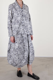 side view of bergfabel jenny shirt bright flowers features a vibrant liberty floral print on cotton fabric