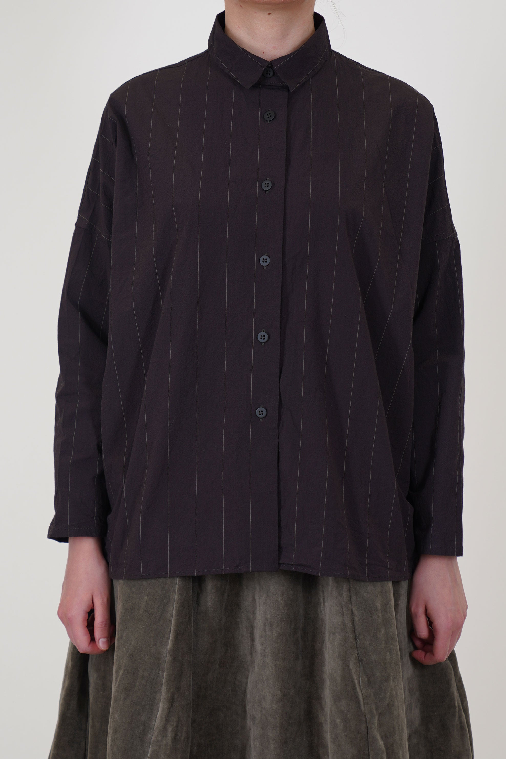 bergfabel tina shirt eggplant crafted in a light cotton stretch material