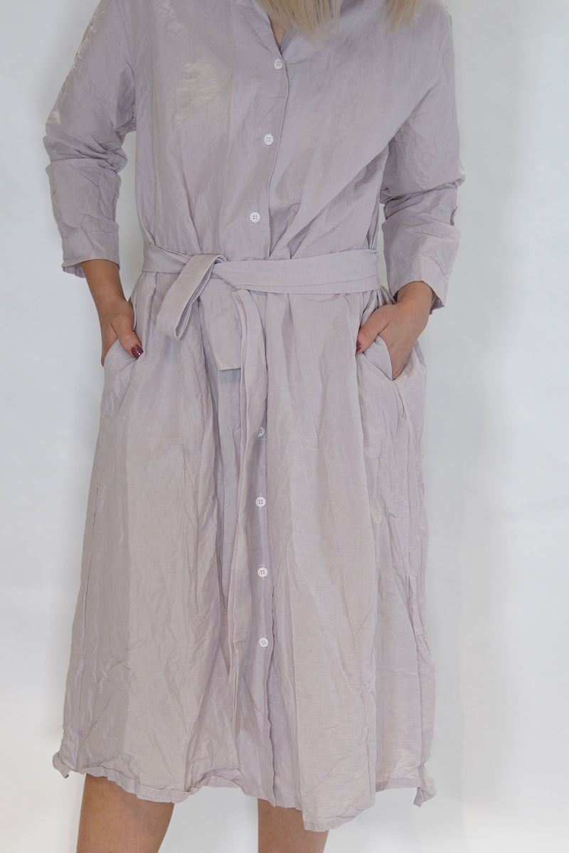 dawn dress cotton mauve cotton linen