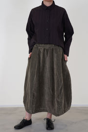 velvet skirt carla mud elasticated wasitband and midi length in a soft velvet fabric