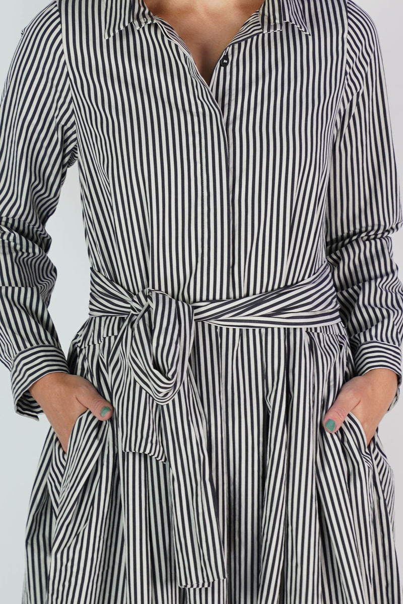 lena dress black stripes