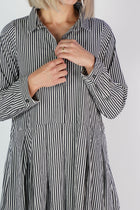 lena dress black stripes