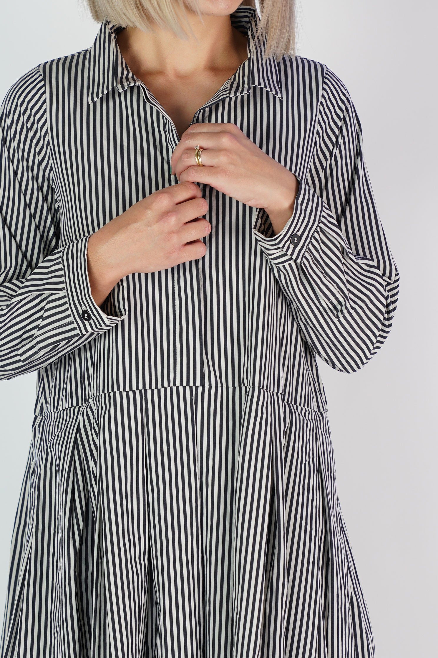 lena dress black stripes
