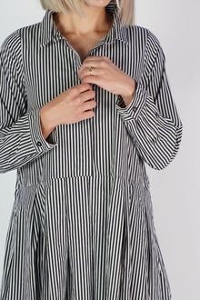 lena dress black stripes
