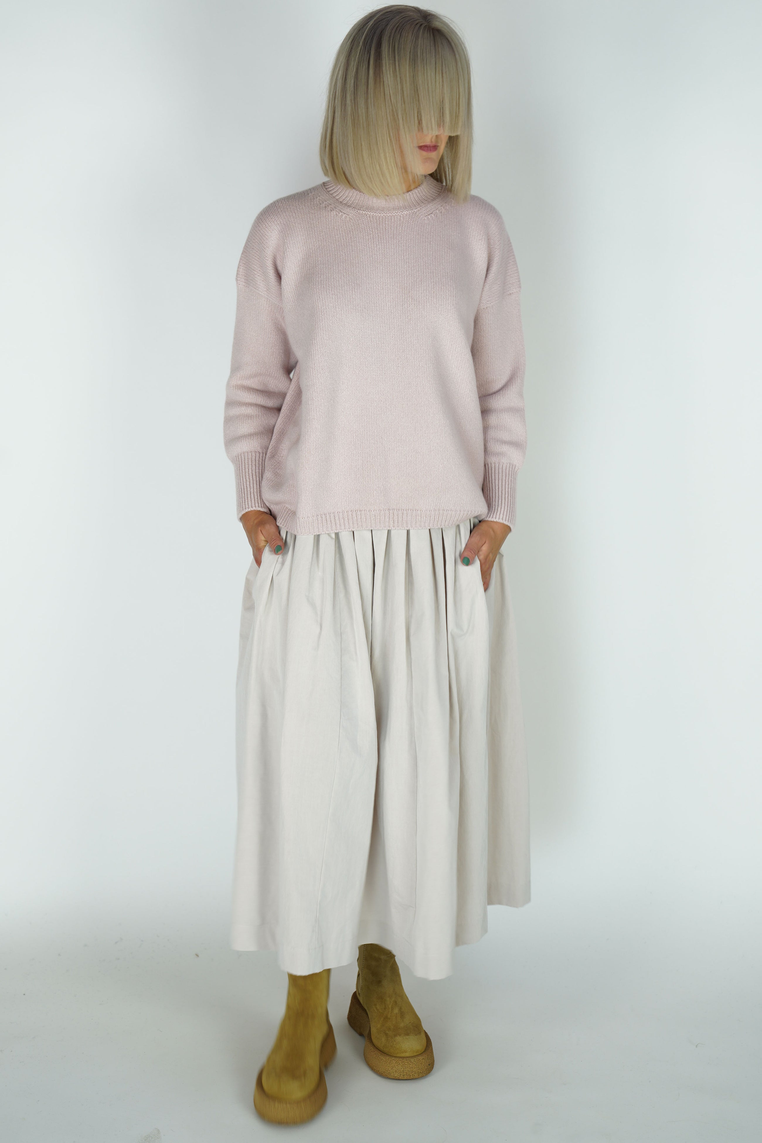 handmade loose cashmere pulli rose