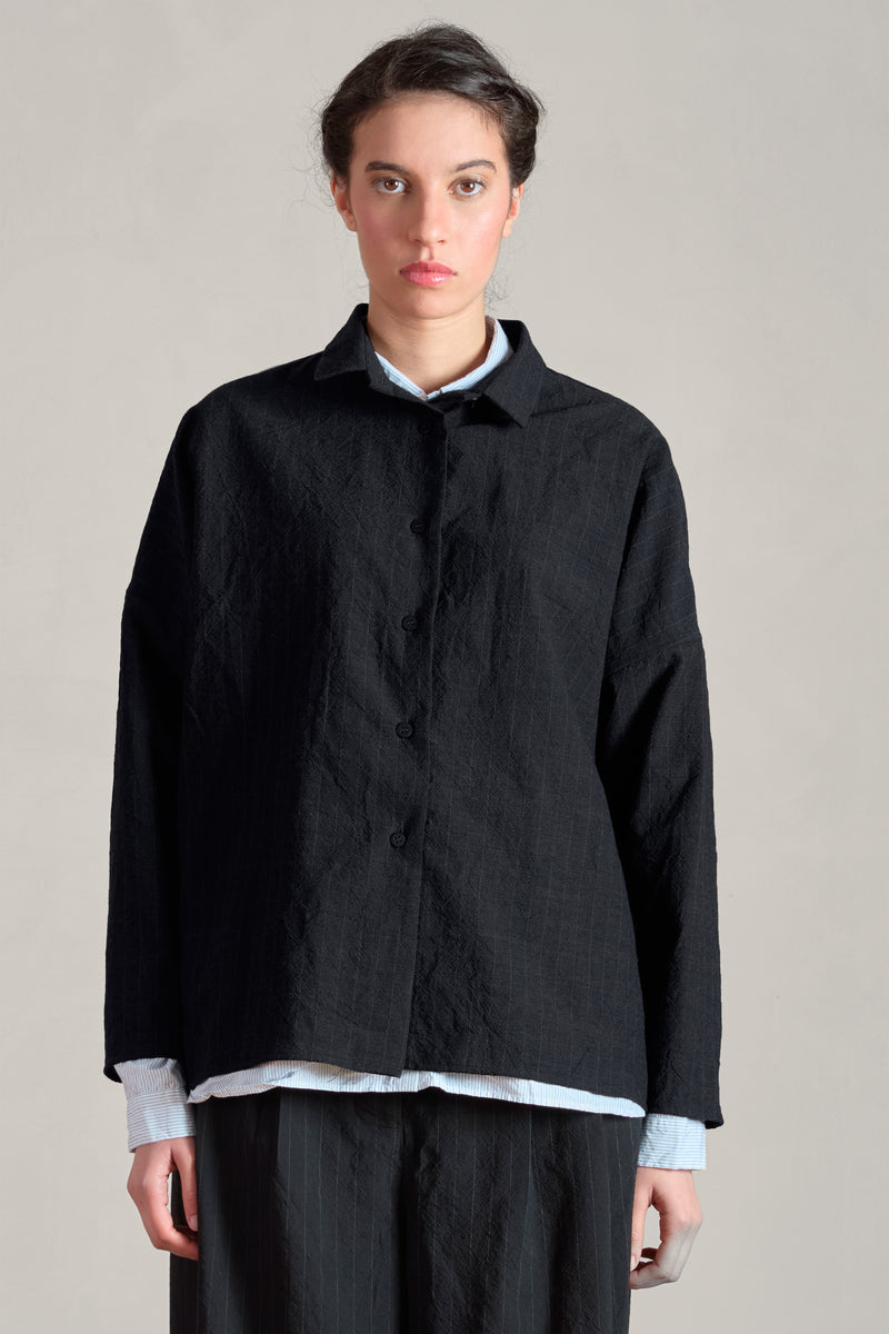 tina shirt wool black stripe
