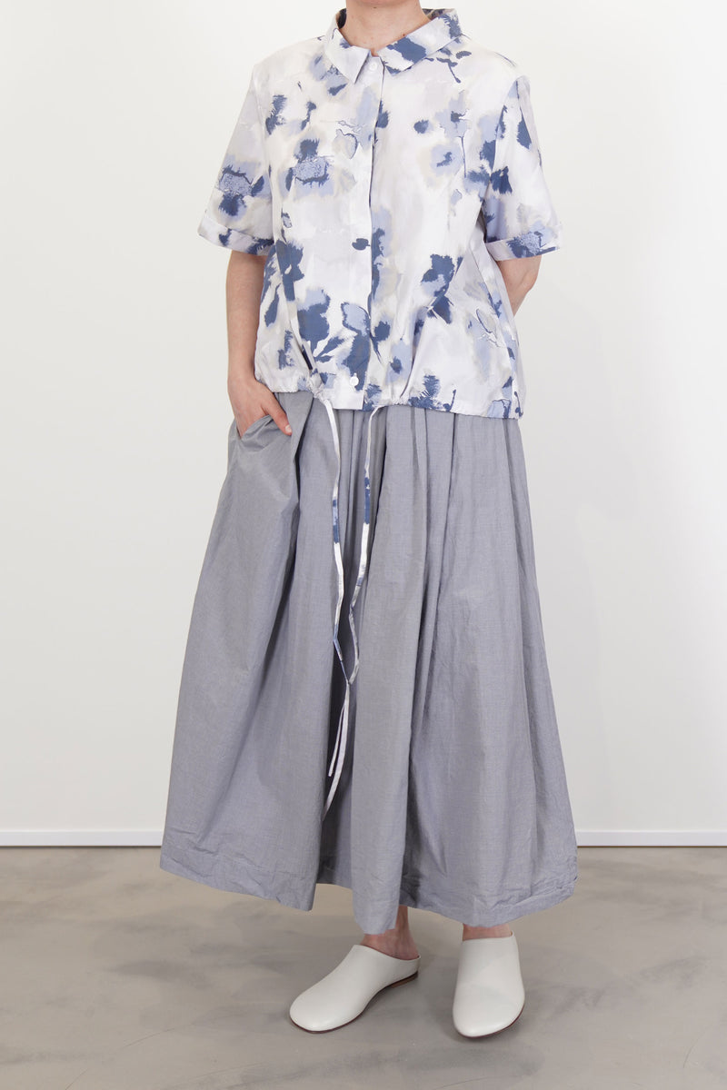 model wearing bergfabel matilde skirt charcoal check