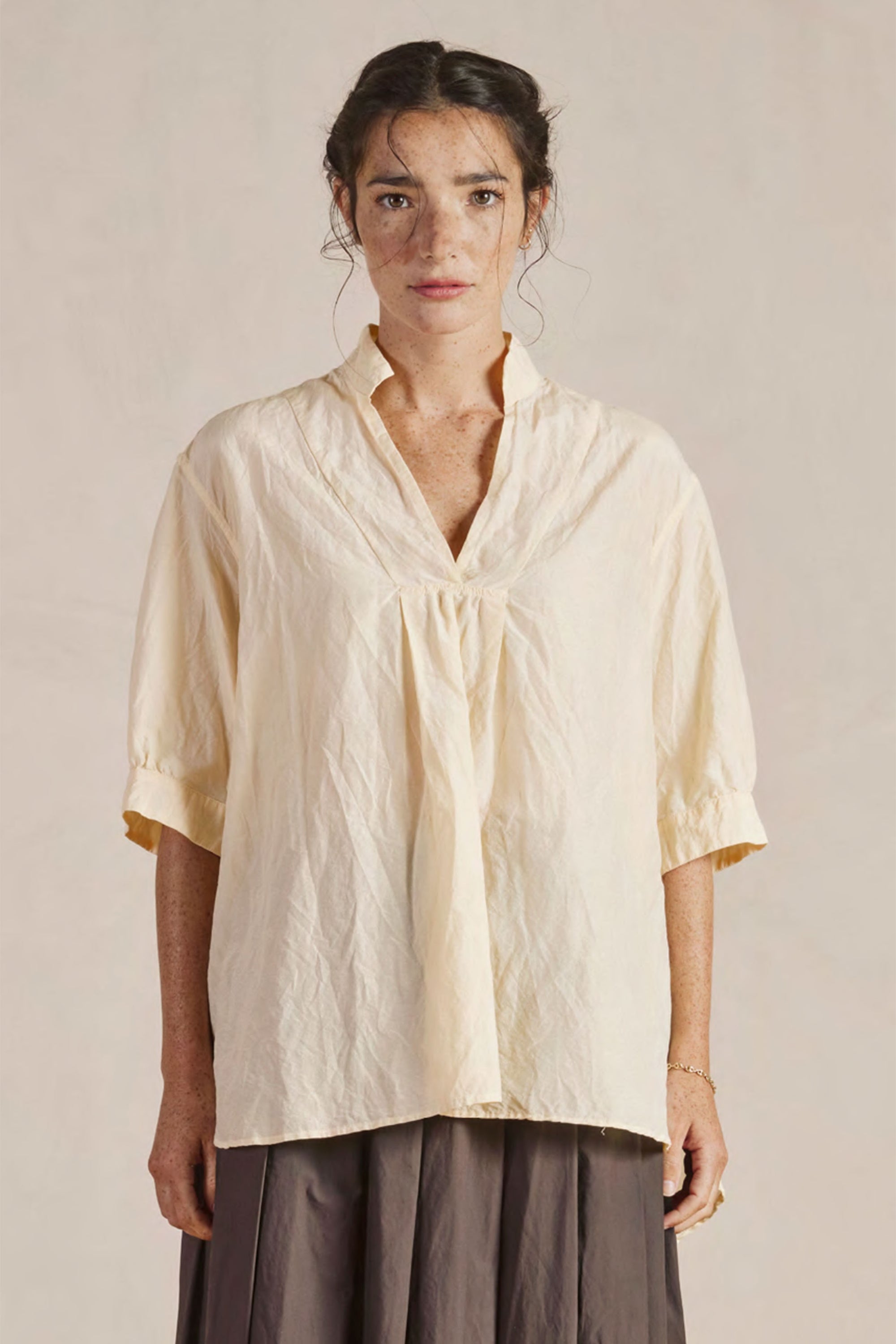 vera shirt cotton silk linen vanilla