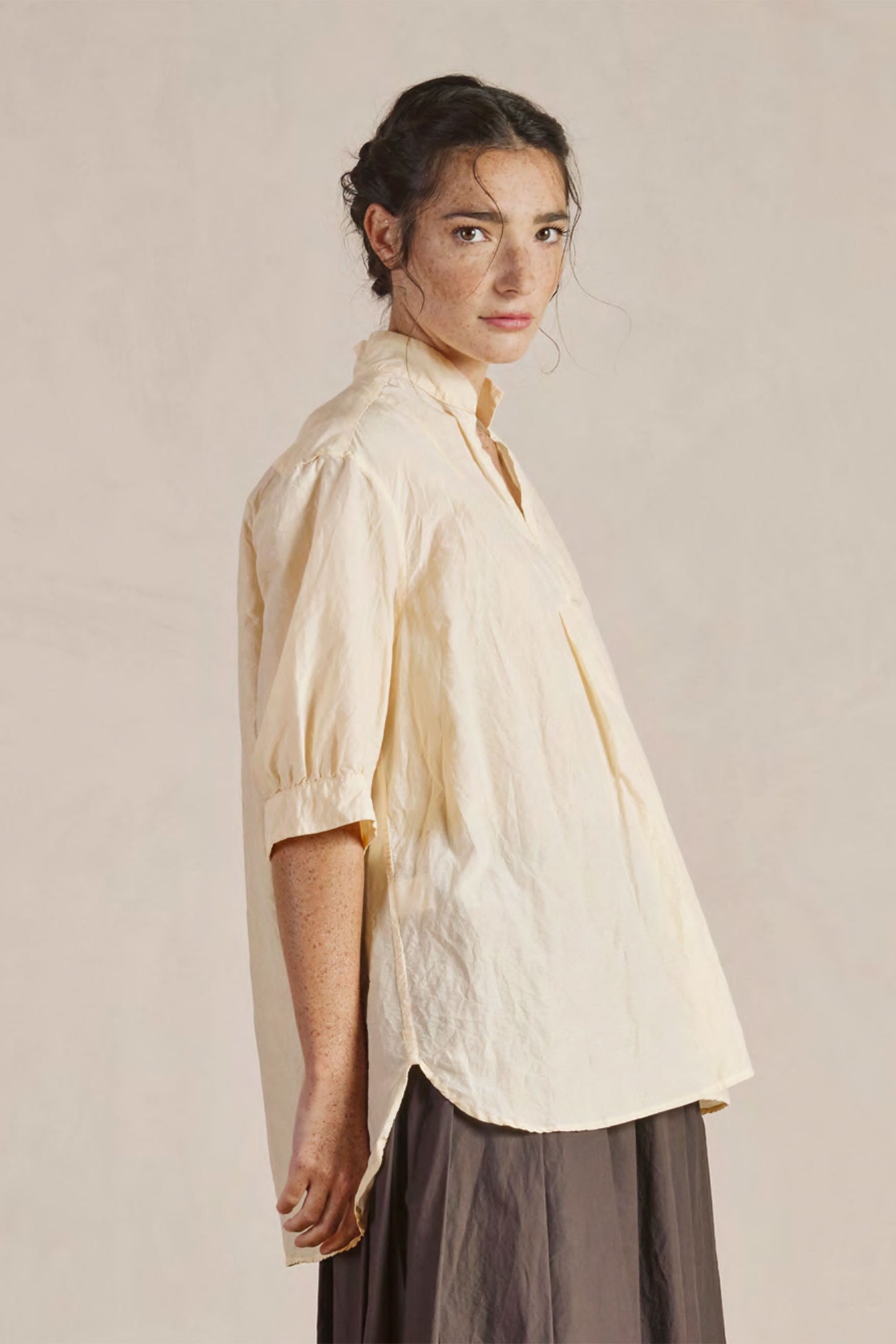 vera shirt cotton silk linen vanilla