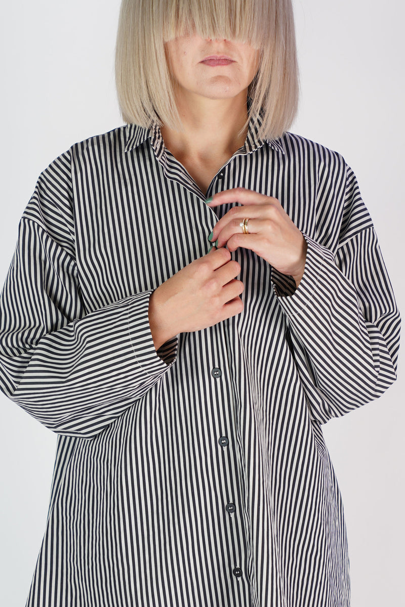 long overshirt black stripes