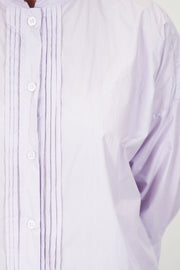 close up of bergfabel claudia shirt peony front tyrol pleat details