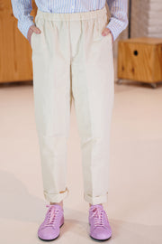 cotton and linen easy pants almond
