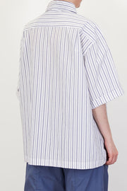 back view of bergfabel ella shirt multi stripe