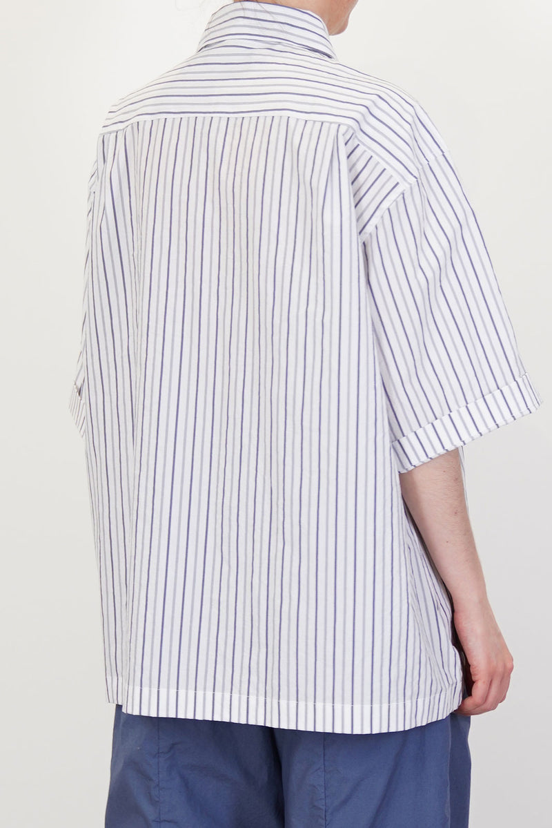 back view of bergfabel ella shirt multi stripe