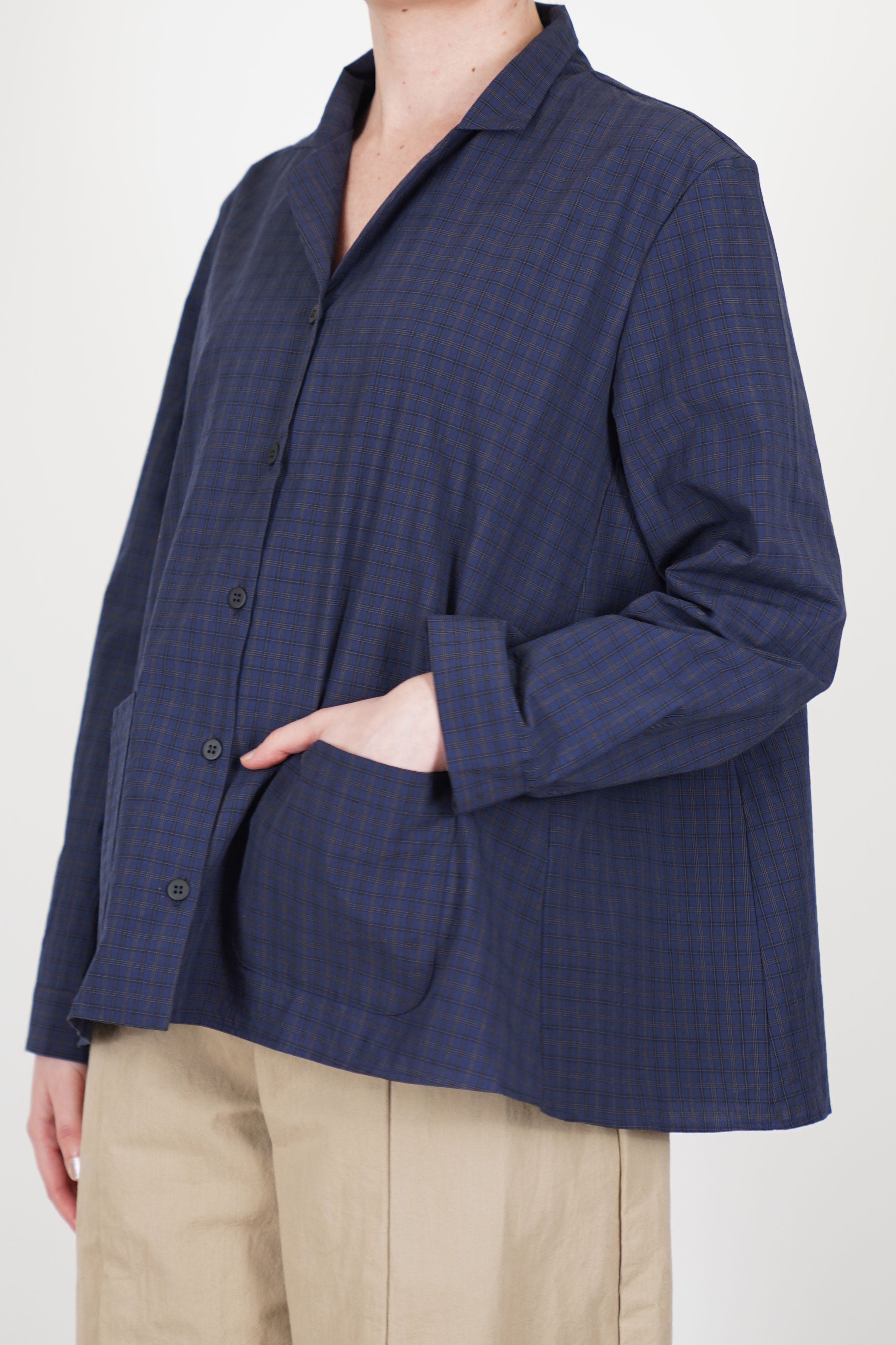 bergfabel シャツ caseycasey arts&science bergfabel jenny shirt navy check | carrousel the store