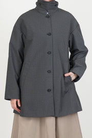 lea coat khaki check