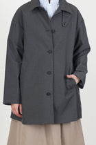 lea coat khaki check