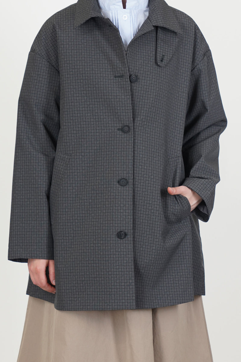 lea coat khaki check