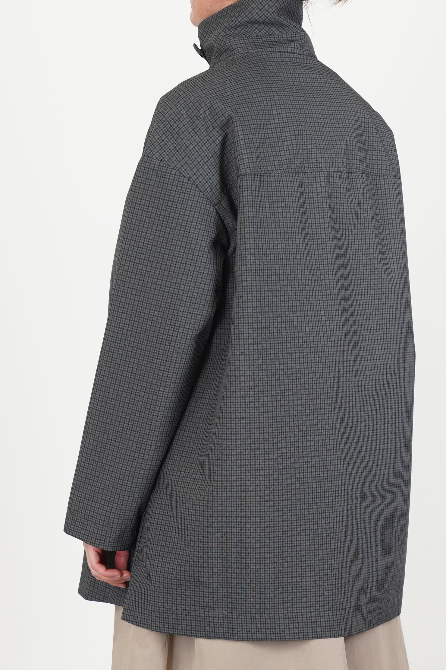 lea coat khaki check