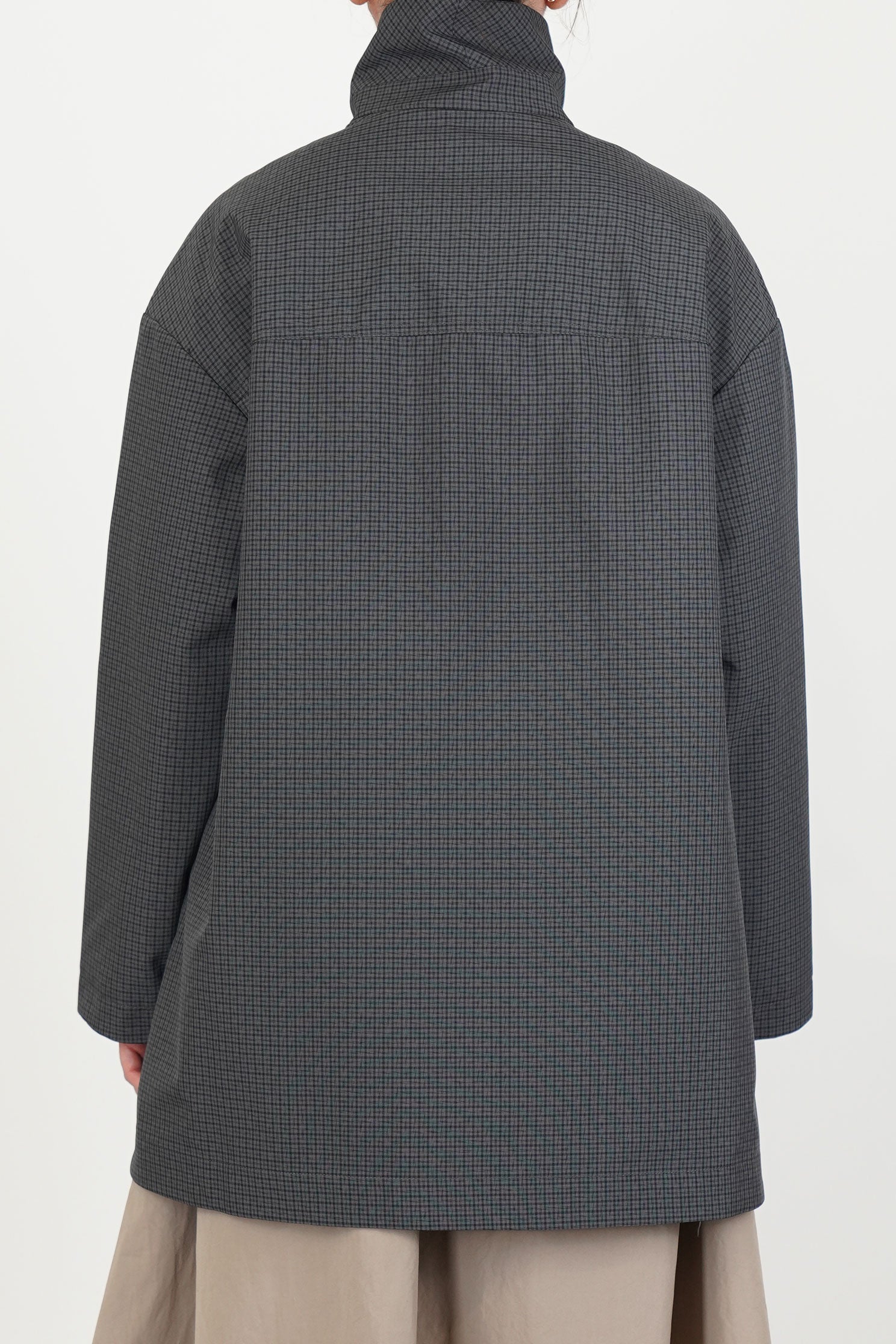 lea coat khaki check