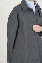 lea coat khaki check