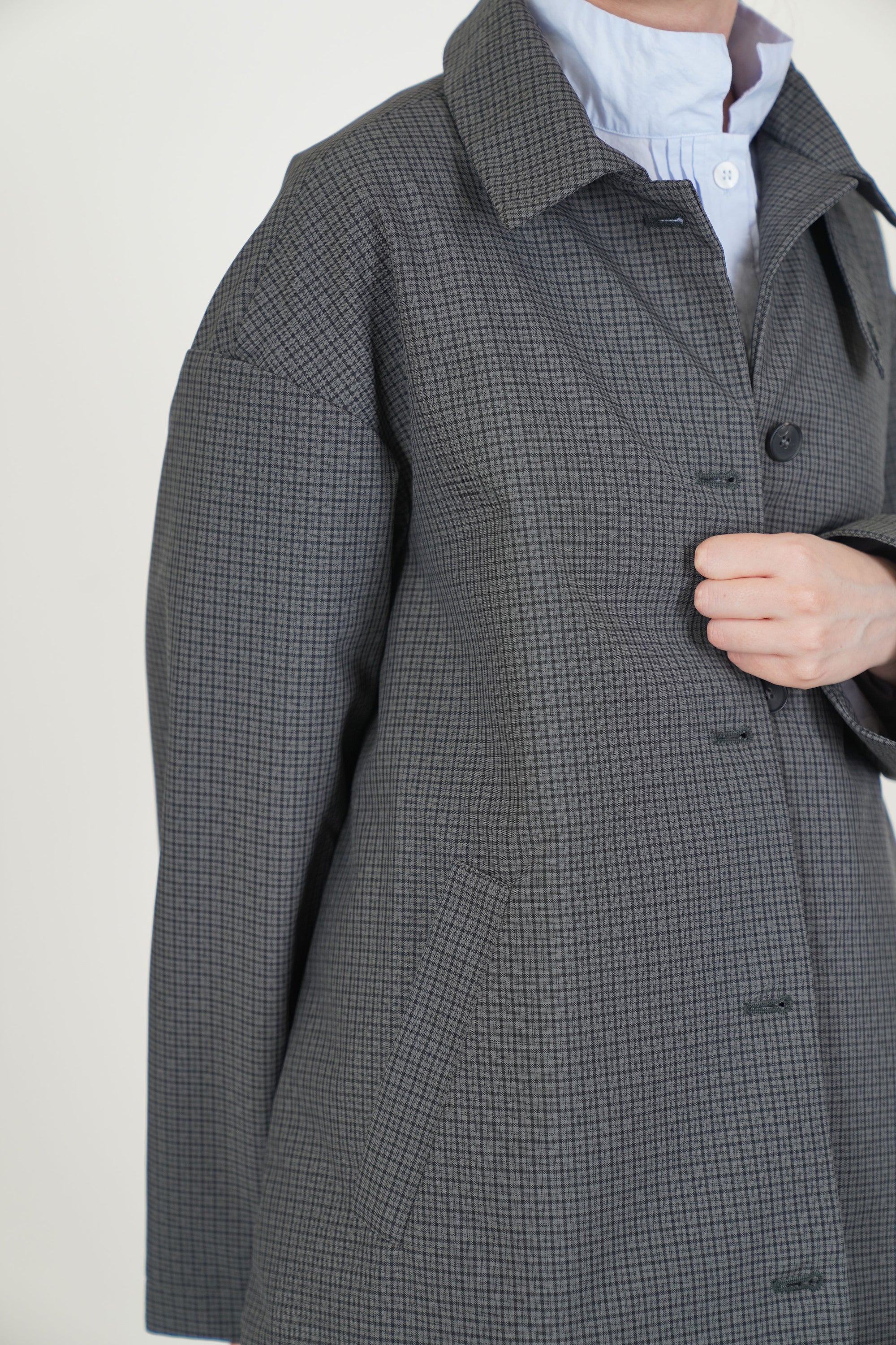 lea coat khaki check