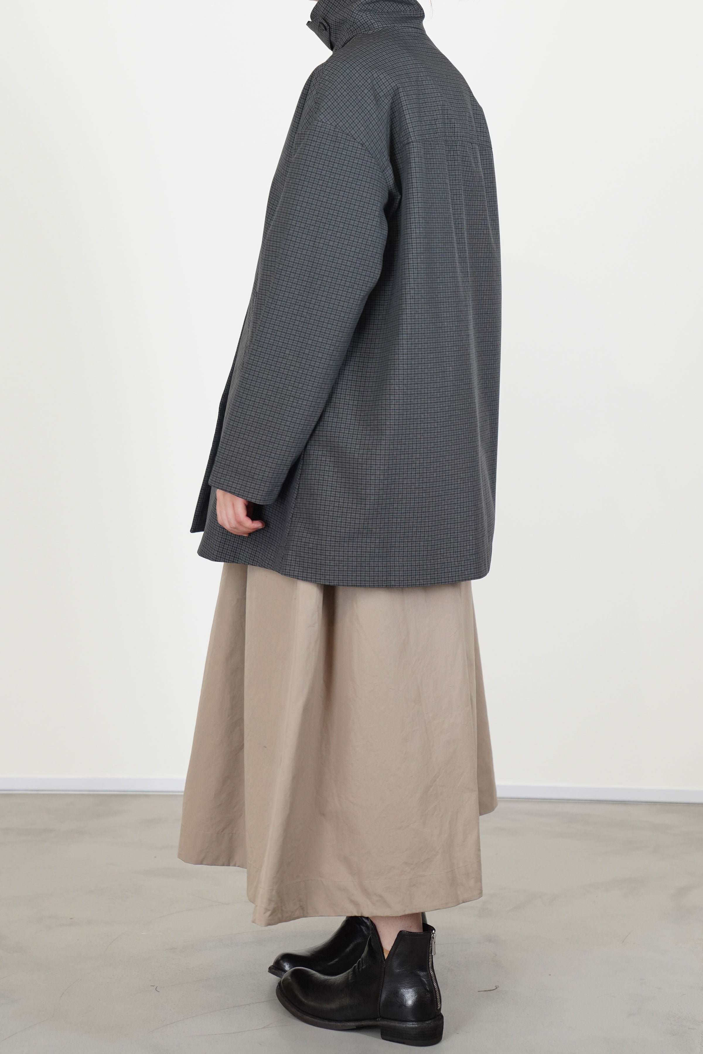 lea coat khaki check
