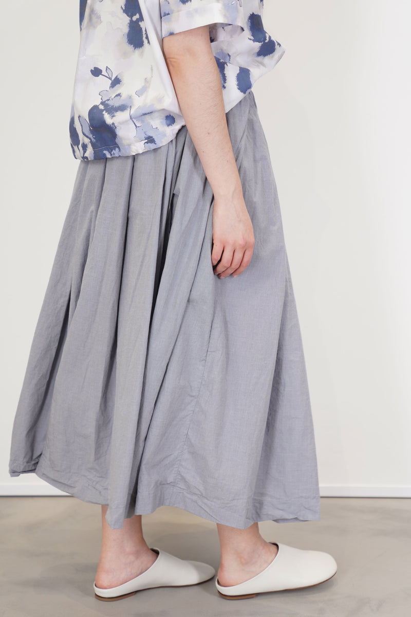 profile view of bergfabel matilde skirt charcoal check midi length and relaxed style