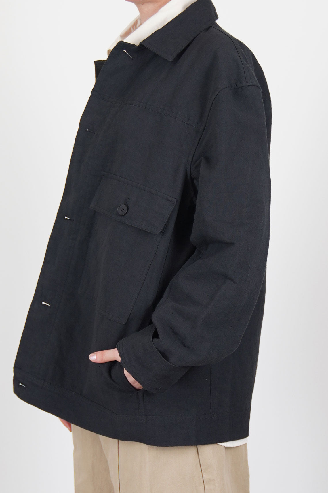 peter jacket cotton linen carbon
