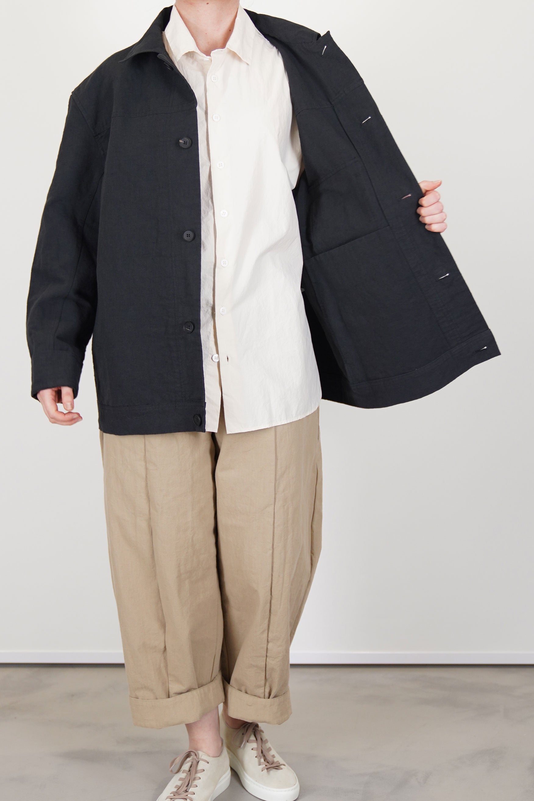 peter jacket cotton linen carbon