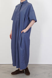 model wearing bergfabel sabi dress blue