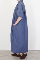 side view of bergfabel sabi dress blue loose and relaxed fit