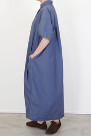 side view of bergfabel sabi dress blue loose and relaxed fit
