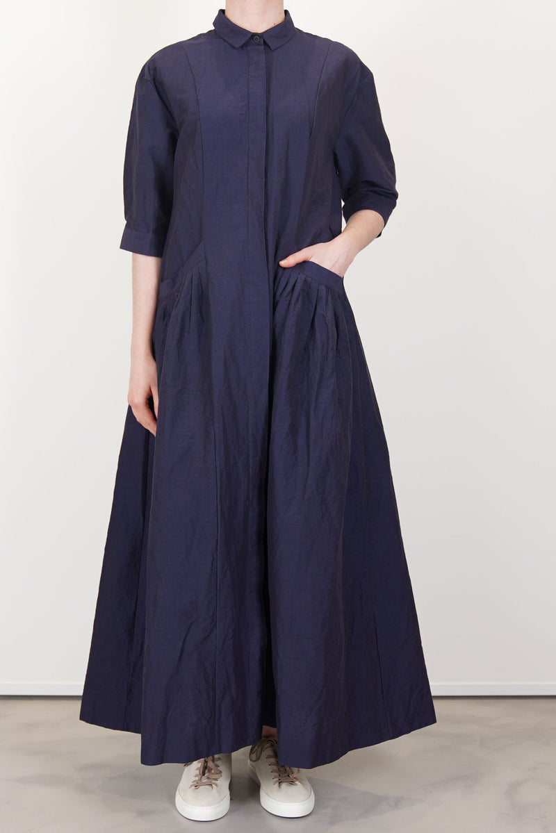 sally dress cotton linen navy