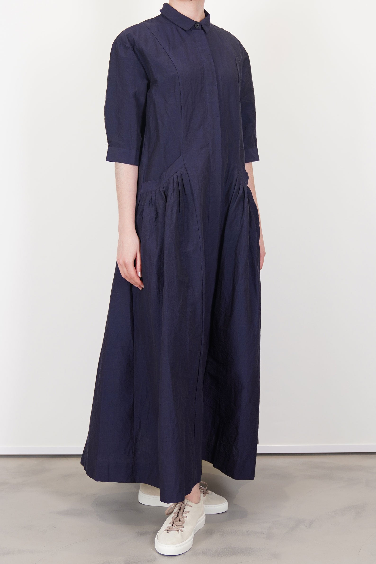 sally dress cotton linen navy