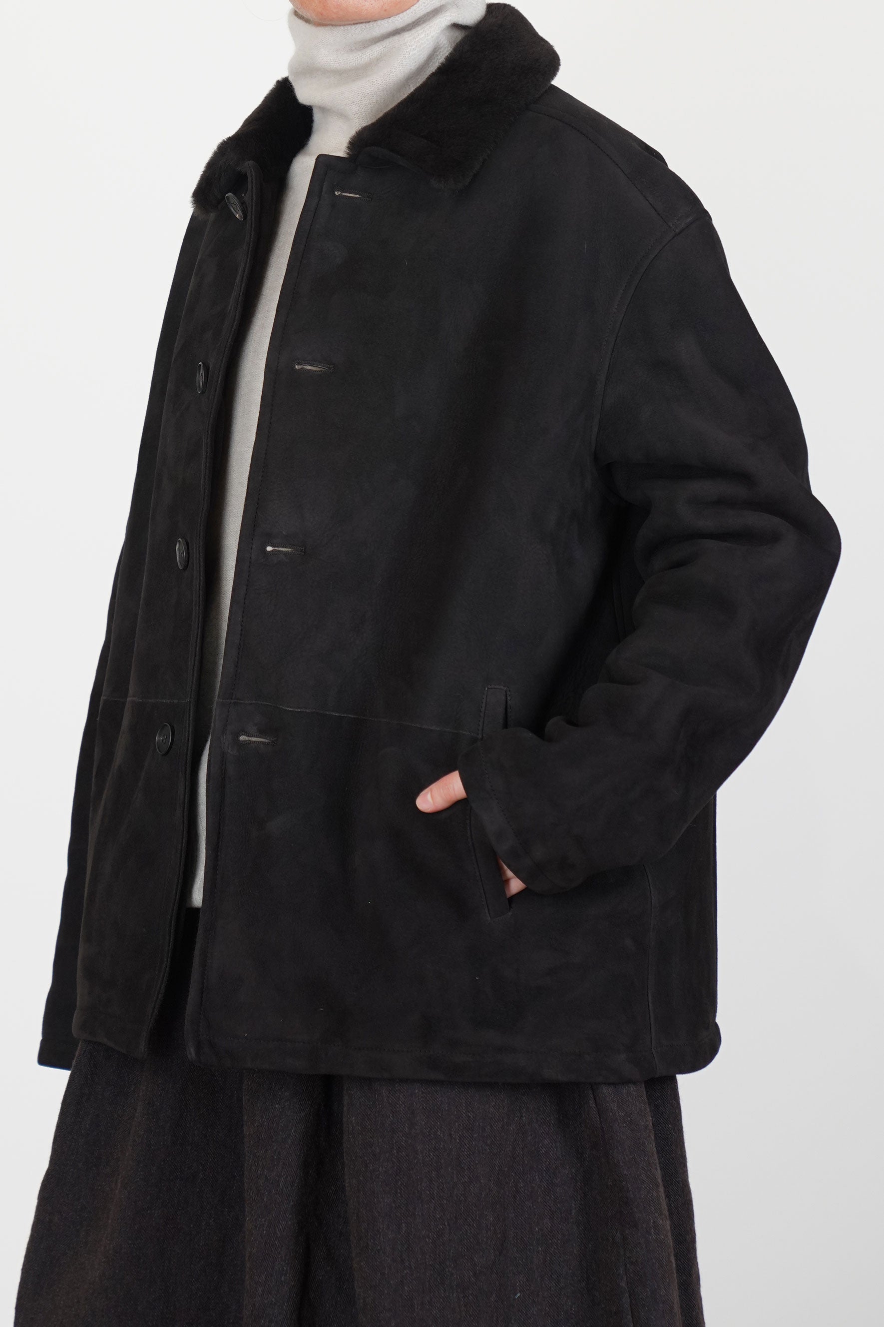 samu shearling jacket brown