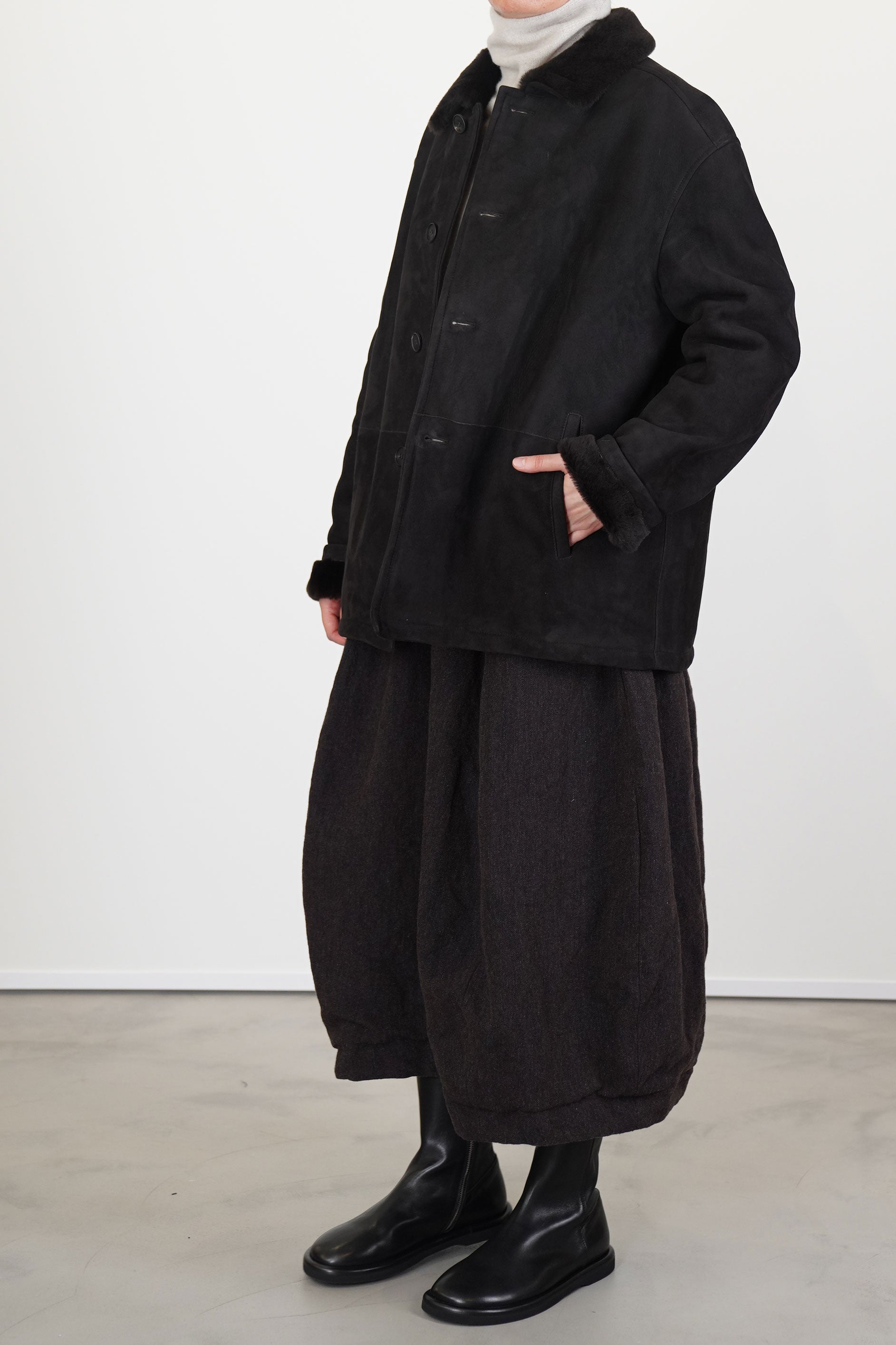 samu shearling jacket brown