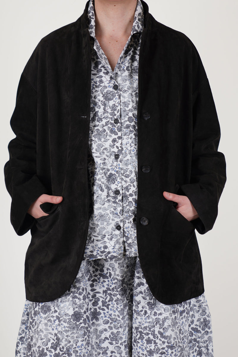 bergfabel suede leather jacket bella deep brown crafted in premium suede lamb leather material