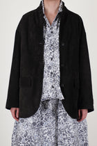 bergfabel suede leather jacket bella deep brown is a single-breasted button blazer designed with an oversized fit
