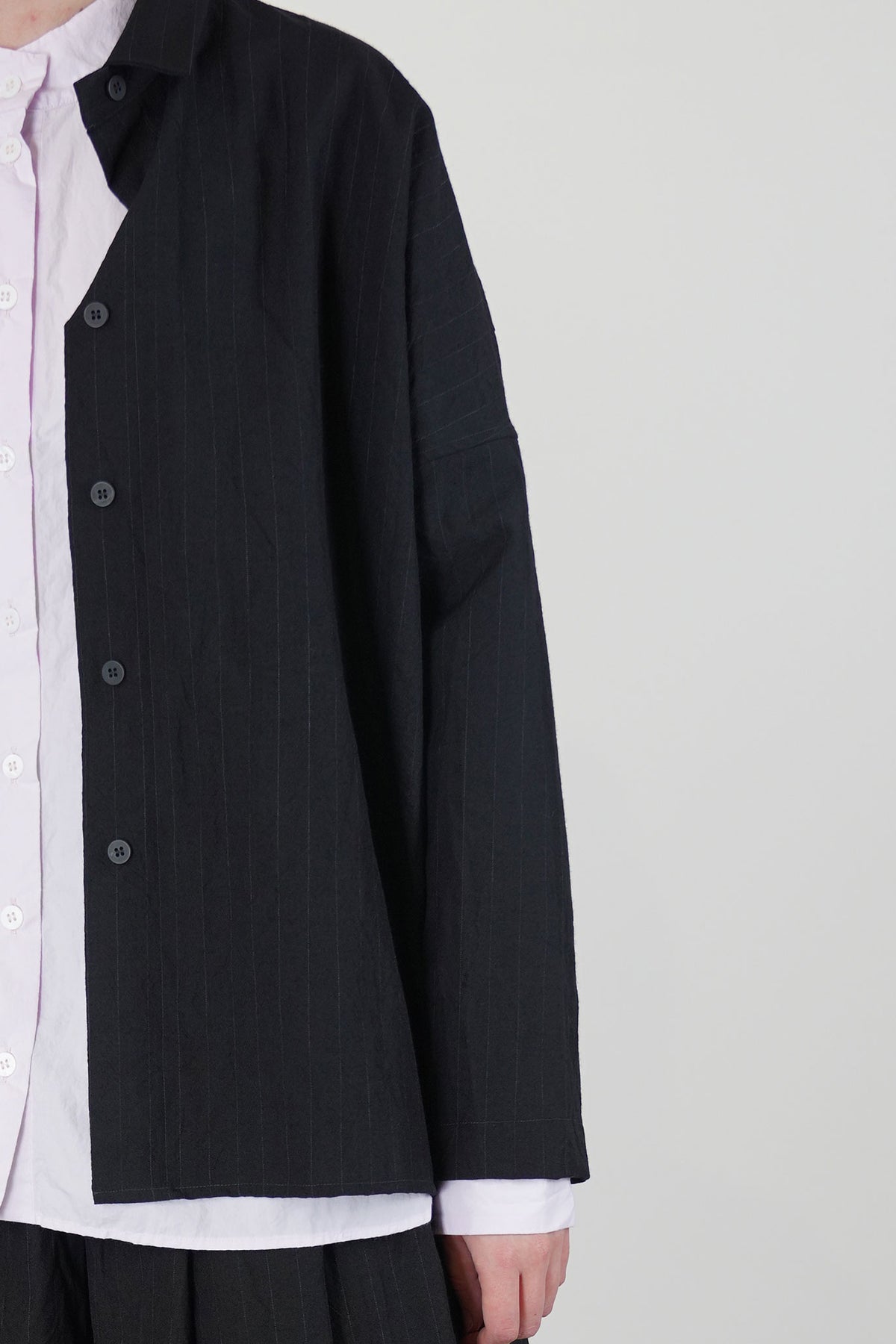 tina shirt wool black stripe