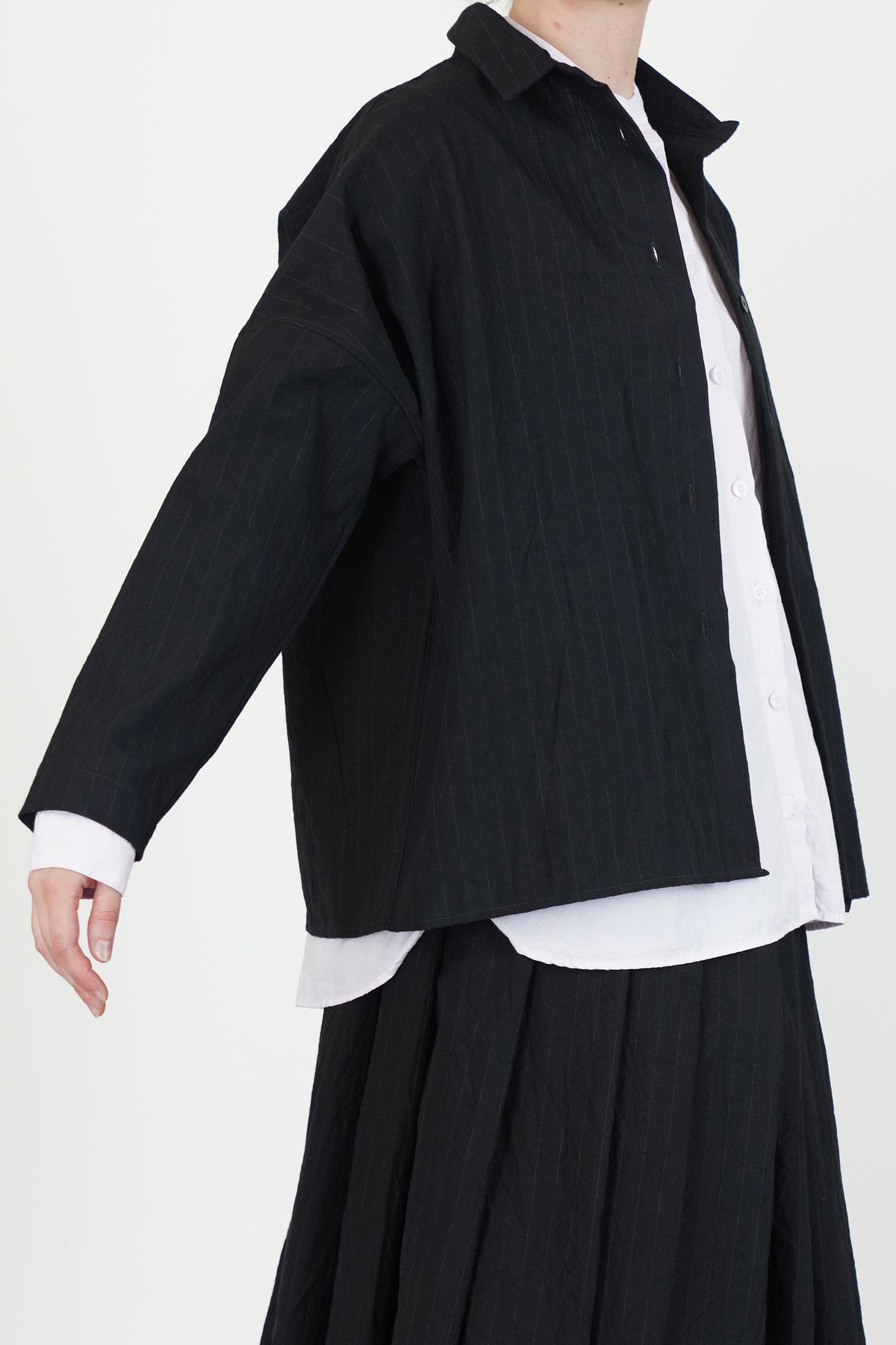 tina shirt wool black stripe