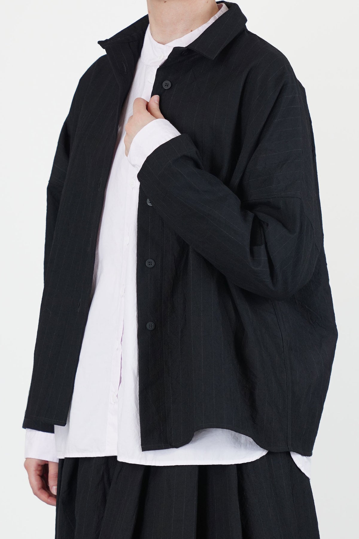 tina shirt wool black stripe