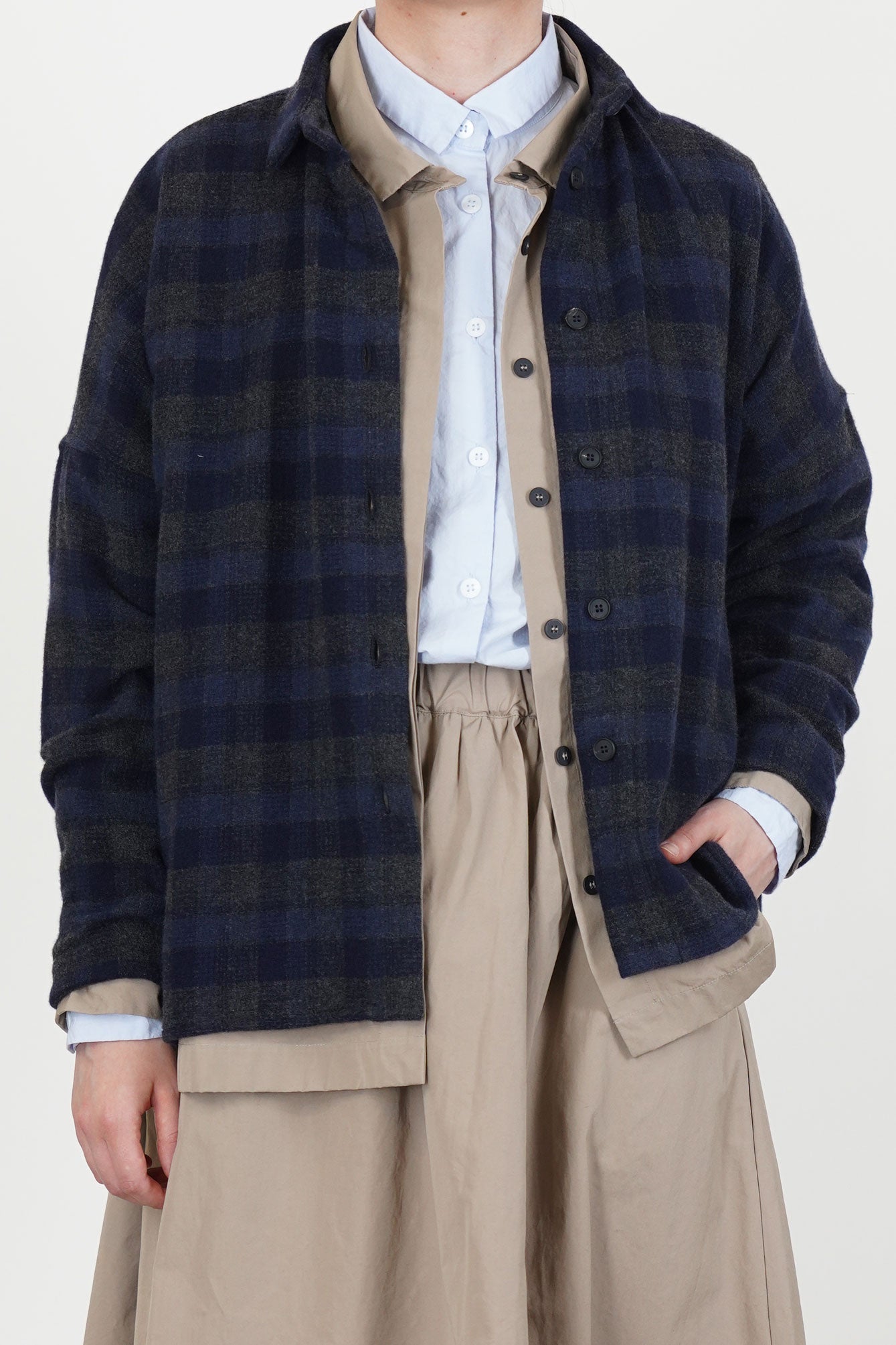 tina shirt wool cashmere carbon check