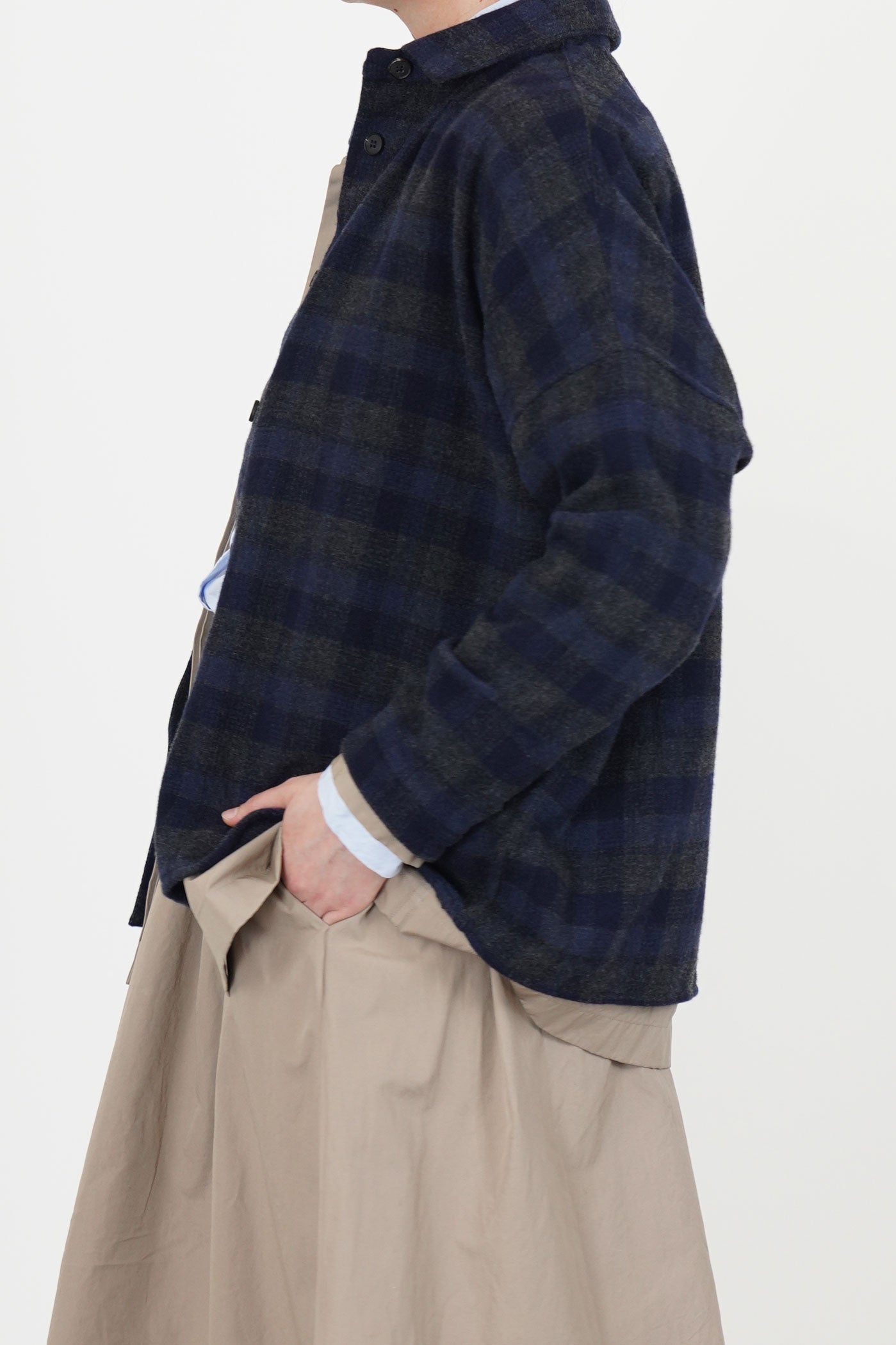 tina shirt wool cashmere carbon check
