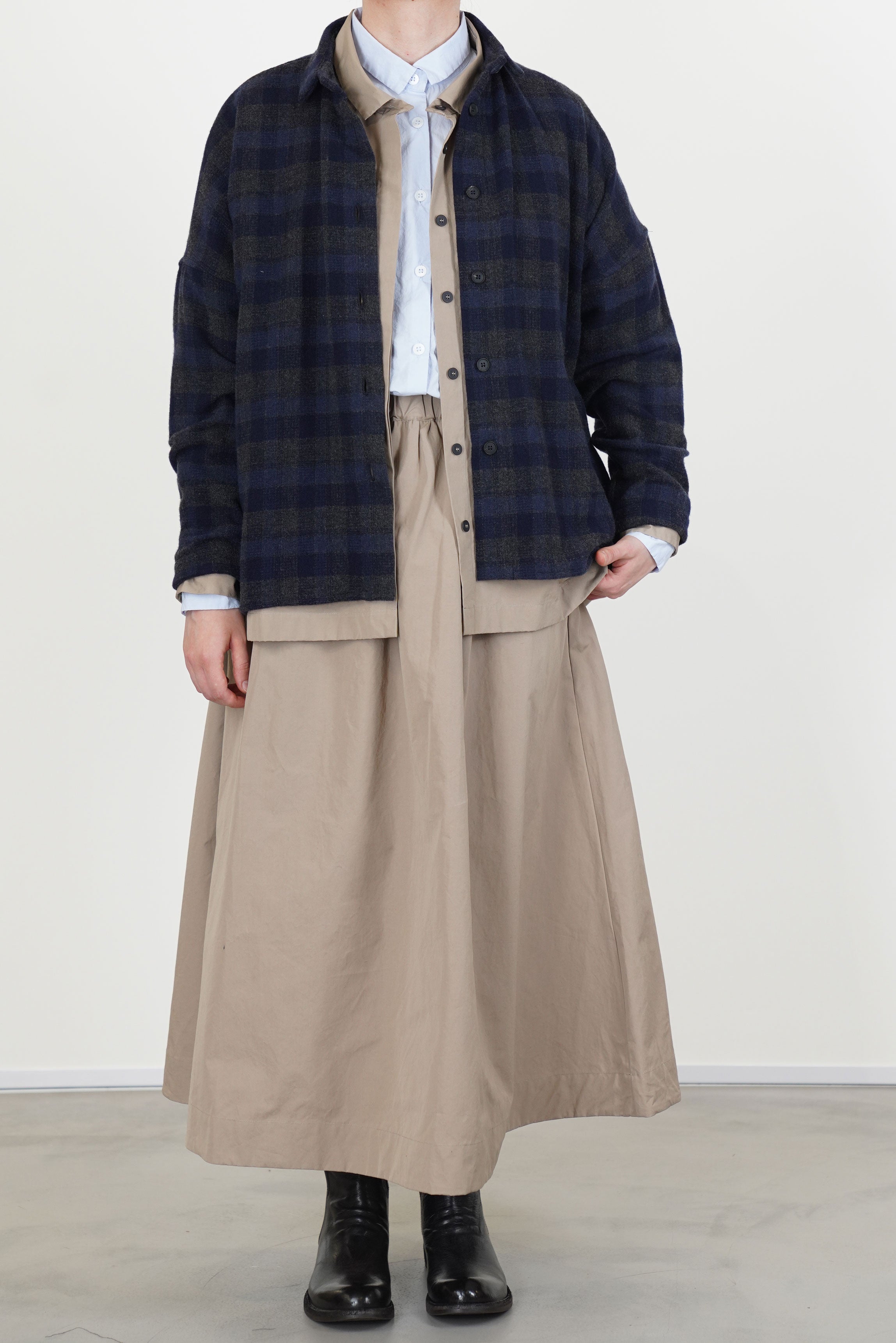 tina shirt wool cashmere carbon check